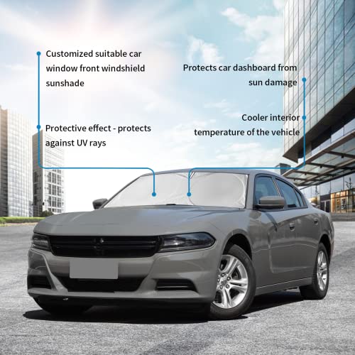 INSAUTO Windshield Sun Shade for 2015-2024 2025 Dodge Challenger Accessories Front Window Sunshade with 210T Sun Visor Protector Blocks UV Rays Heat Sun Shield Keep Car Cooler - Image 3