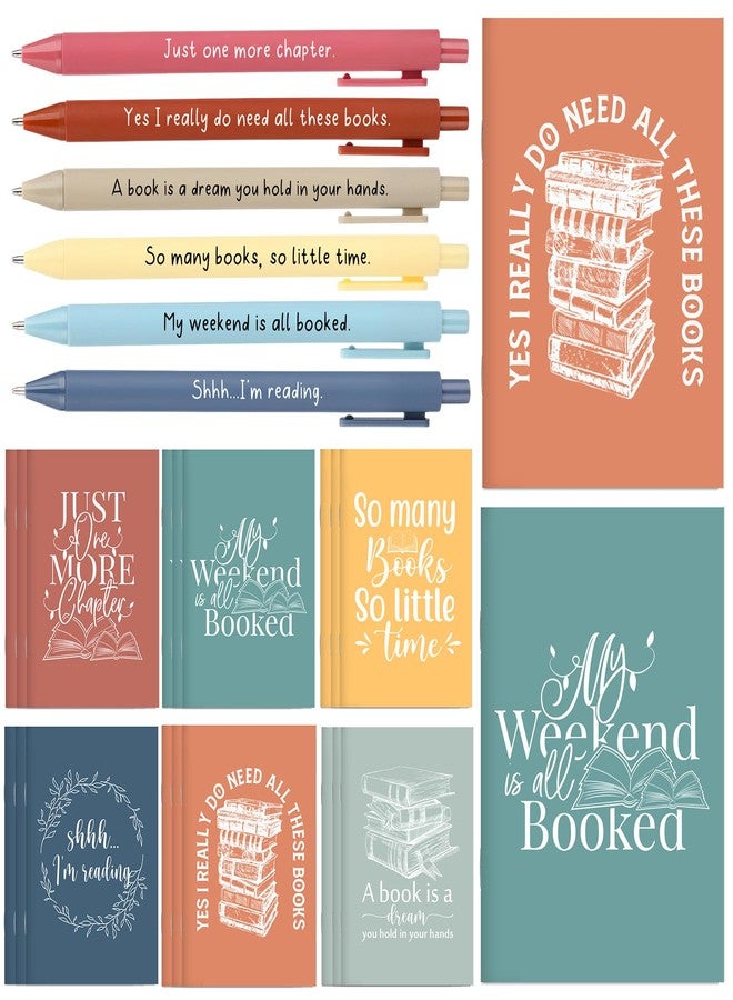 Supervitae 48 Set Book Lover Gift Bulk Librarian Inspirational Notebook Ballpoint Pen Club Favors Reading Journal for Reader Bookish Student Teacher Graduation Appreciation Gift (Bright) - Image 1