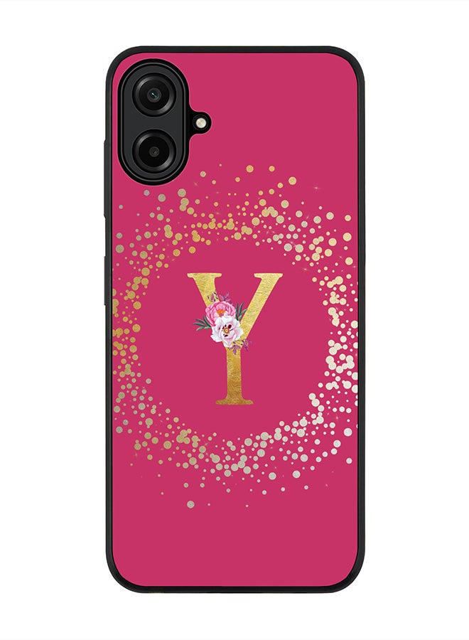 Stylizedd For Samsung Galaxy A07 4G Case,Slim fit Camera Protection, Shockproof Thin Phone cover  - Custom Monogram Floral - Y ( Deep Pink )