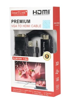 SmarTLink Premium VGA To HDMI Cable 1.5M Black  - Image 1