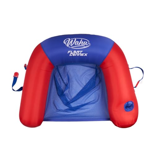 WAHU Float Connex Aqua Pool Seat with Connex Clips Cupholder and Inflate Valve Inflatable Pool Float Chair for Adults and Kids Ages 8 BlueRed - Image 1