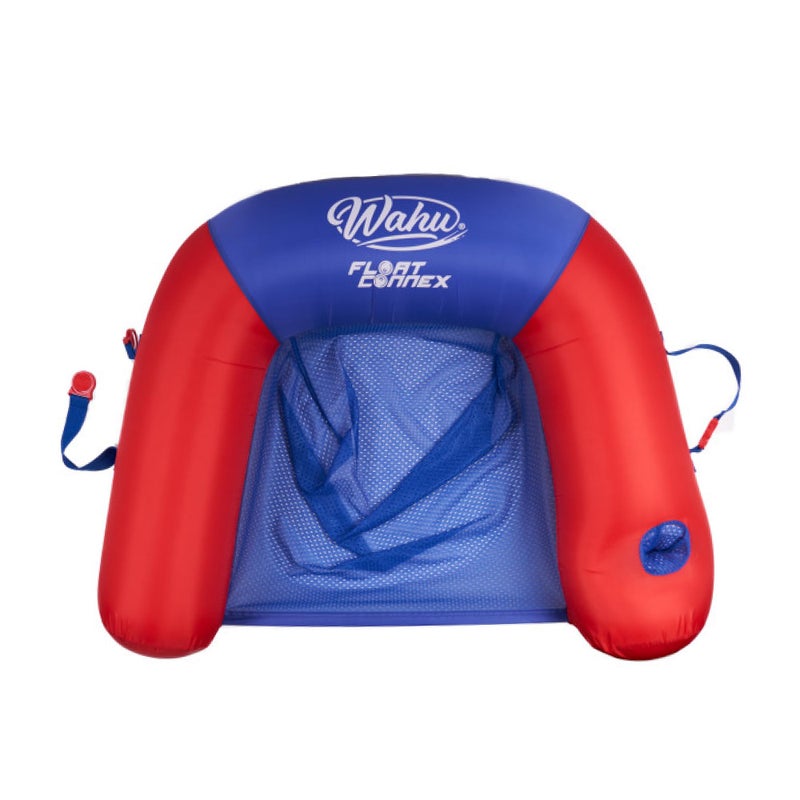 WAHU Float Connex Aqua Pool Seat with Connex Clips Cupholder and Inflate Valve Inflatable Pool Float Chair for Adults and Kids Ages 8 BlueRed - Image 2
