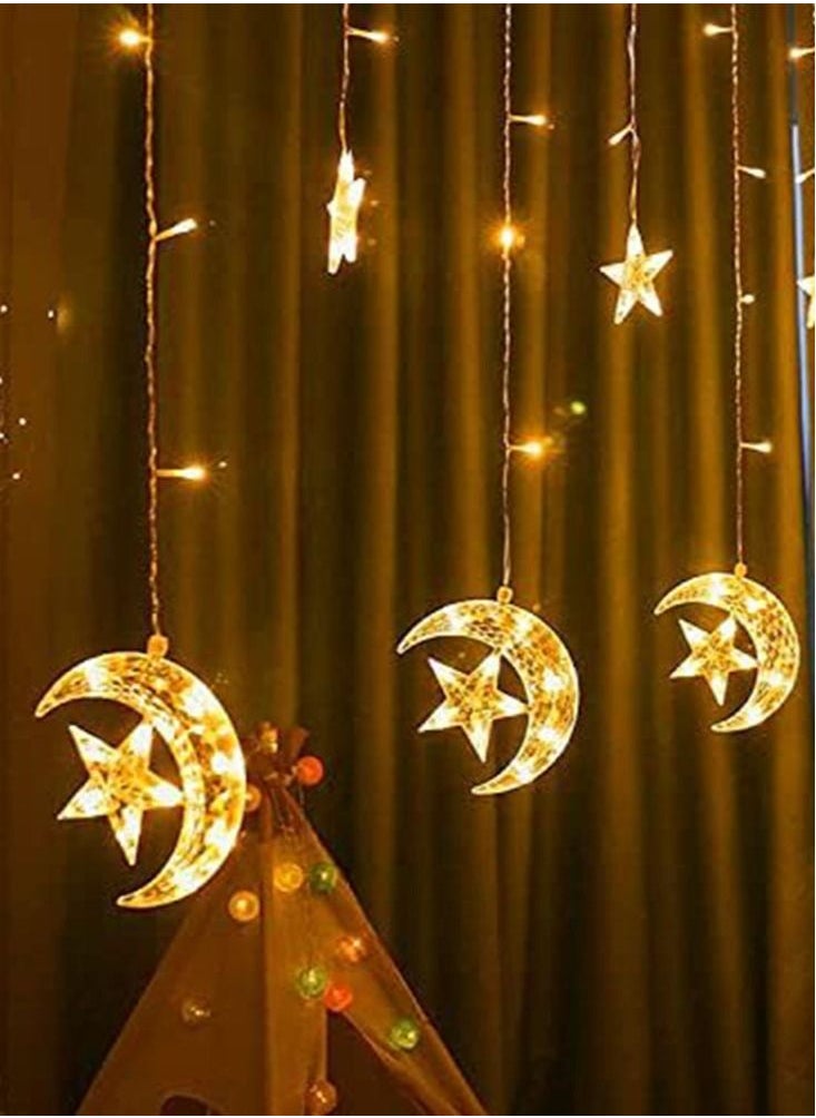 Perfii Windon Curtain String Light, 8 Lighting Modes Star Moon Curtain Lights,138 LED Waterproof Twinkle Lights Home Decor  - Image 2