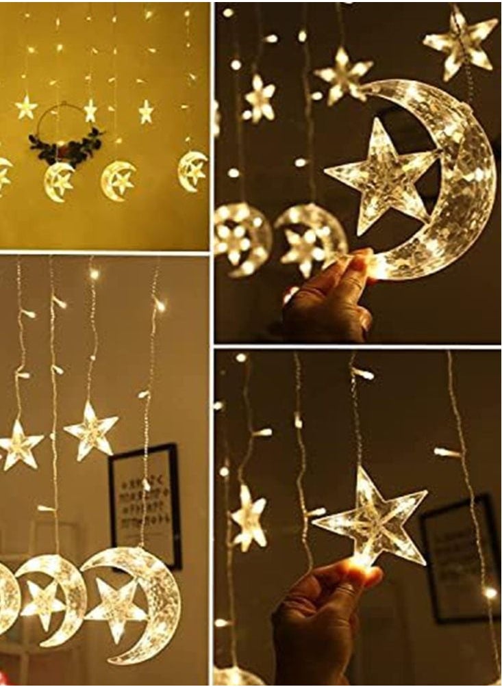 Perfii Windon Curtain String Light, 8 Lighting Modes Star Moon Curtain Lights,138 LED Waterproof Twinkle Lights Home Decor  - Image 3