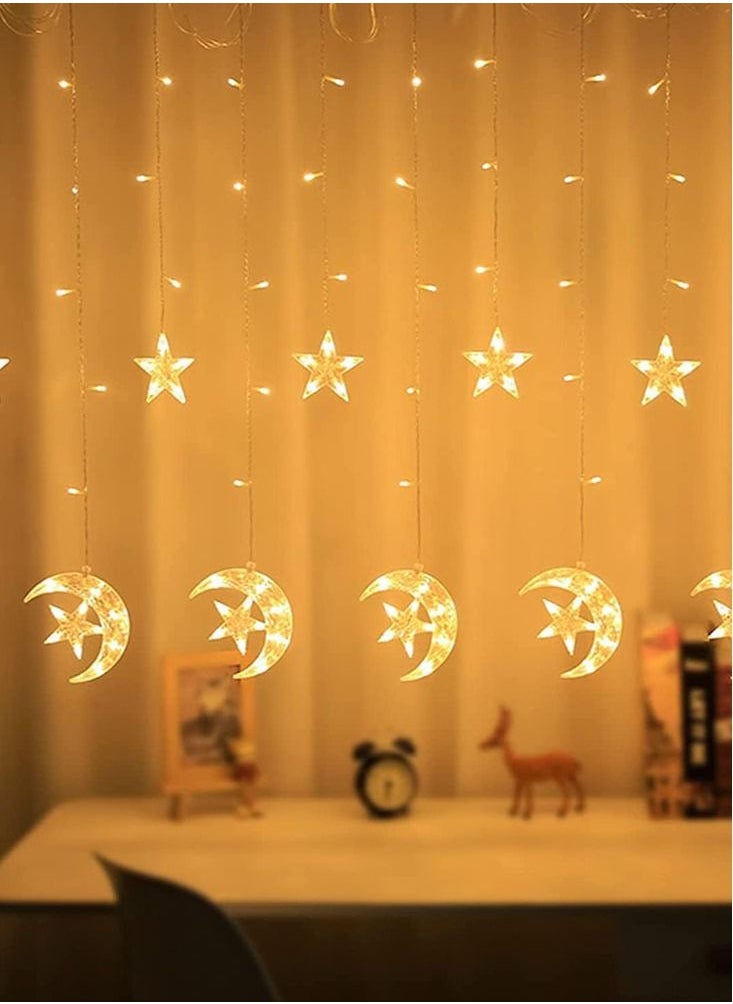 Perfii Windon Curtain String Light, 8 Lighting Modes Star Moon Curtain Lights,138 LED Waterproof Twinkle Lights Home Decor  - Image 5