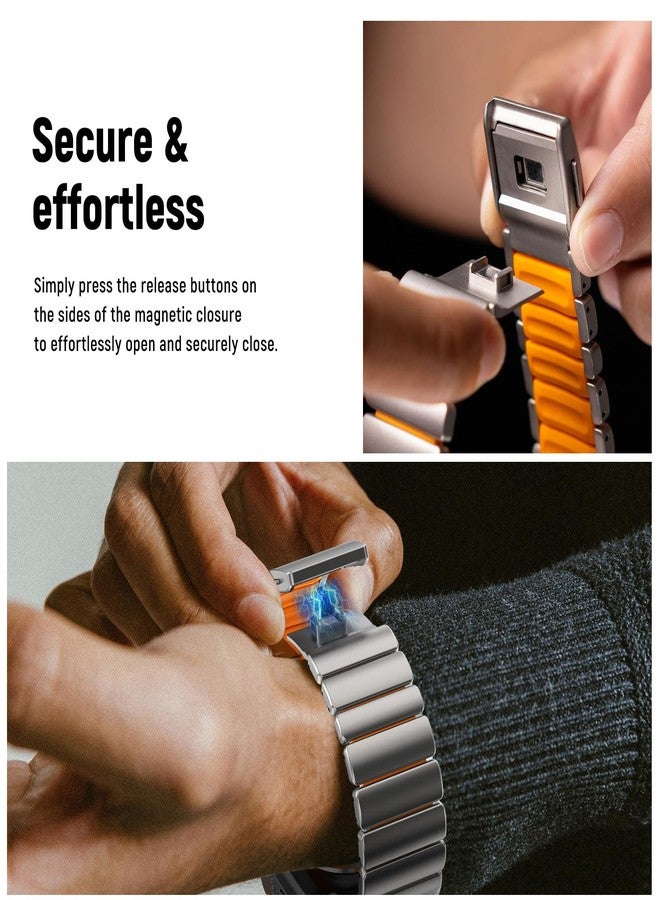 NewWays Stainless Steel & Silicone Hybrid Band for Apple Watch Ultra 3 2 1 49mm Series 11/10 46mm 45mm 44mm Series 4 5 6 7 8 9 10 11 SE Link Bracelet Magnetic Clasp Strap Sport Metal Band for Men - Image 4