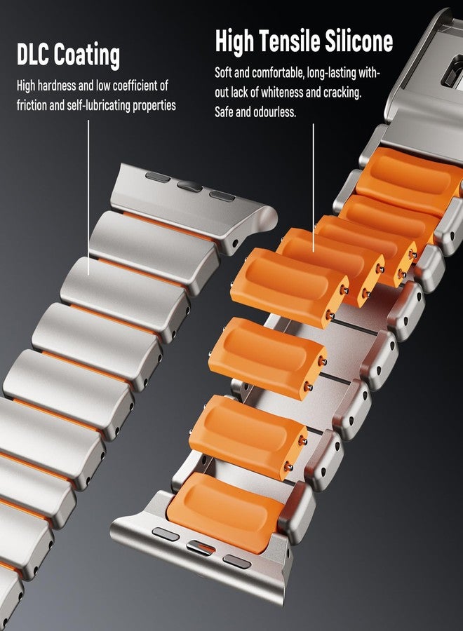 NewWays Stainless Steel & Silicone Hybrid Band for Apple Watch Ultra 3 2 1 49mm Series 11/10 46mm 45mm 44mm Series 4 5 6 7 8 9 10 11 SE Link Bracelet Magnetic Clasp Strap Sport Metal Band for Men - Image 3