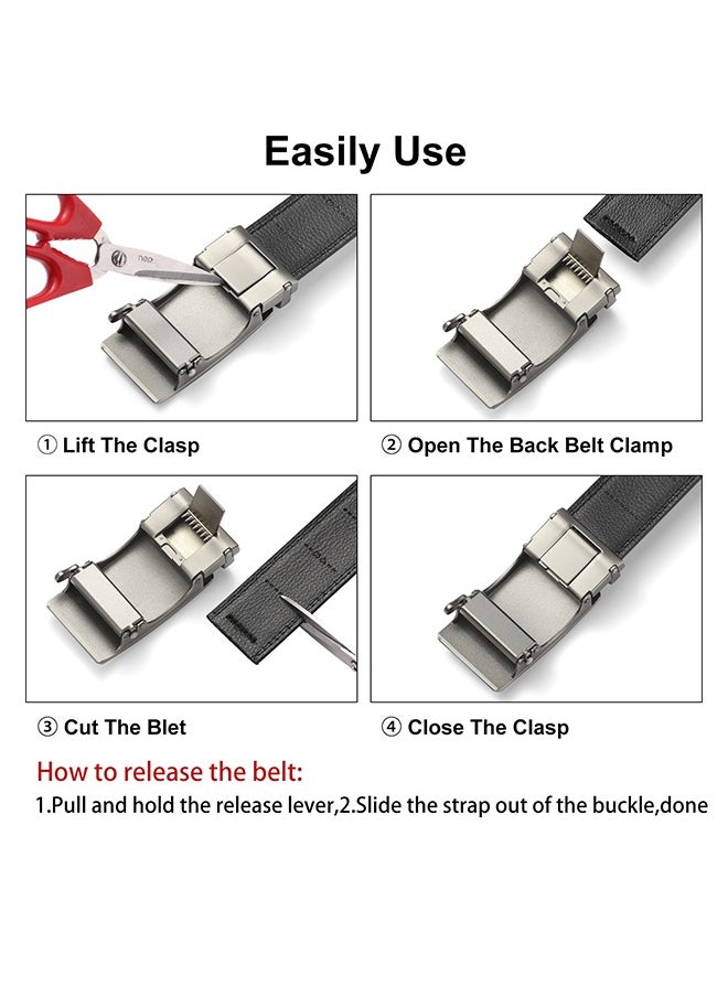 GOIACII Premium Men's Pebble Grain Leather Belt – Upgraded Zinc Alloy Ratchet Buckle with 32-Position Adjustment for Business & Formal Wear Black  - Image 5