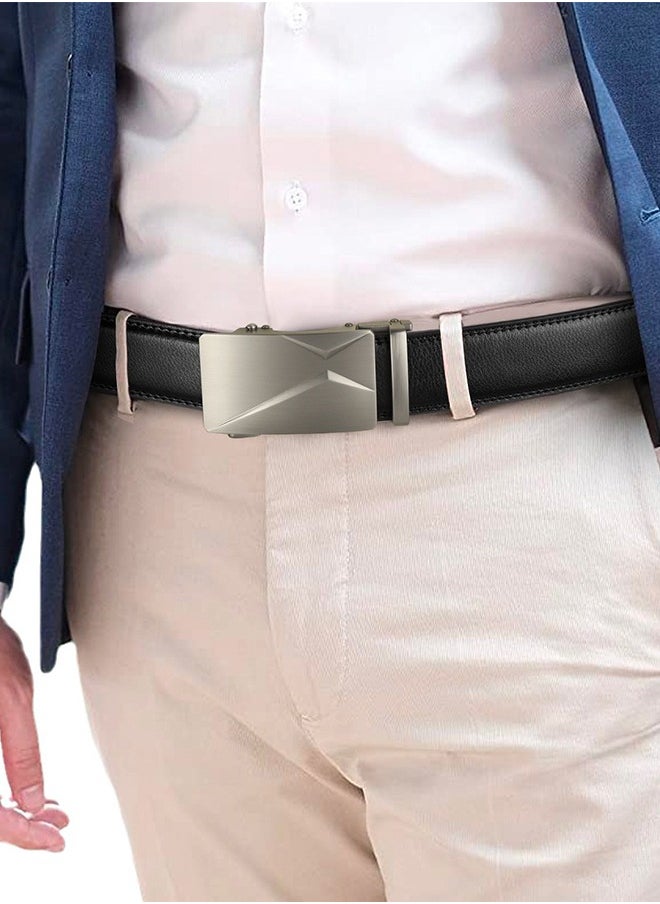 GOIACII Premium Men's Pebble Grain Leather Belt – Upgraded Zinc Alloy Ratchet Buckle with 32-Position Adjustment for Business & Formal Wear Black  - Image 2