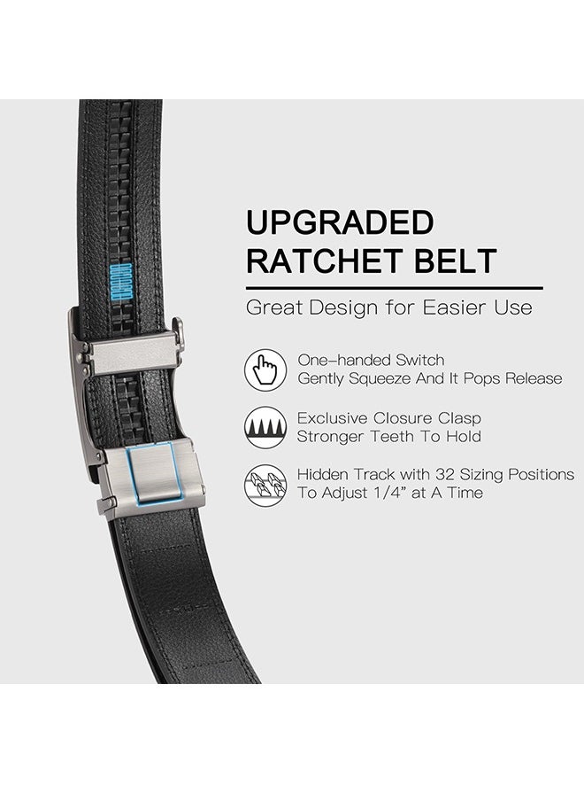 GOIACII Premium Men's Pebble Grain Leather Belt – Upgraded Zinc Alloy Ratchet Buckle with 32-Position Adjustment for Business & Formal Wear Black  - Image 3