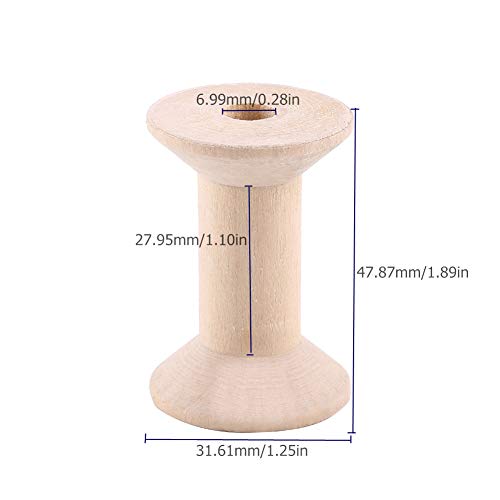 Hilitand 10pcs Wooden Empty Spool Empty Thread Spools Natural Wire Weaving Bobbins Wood Color 47mmx31mm - Image 2