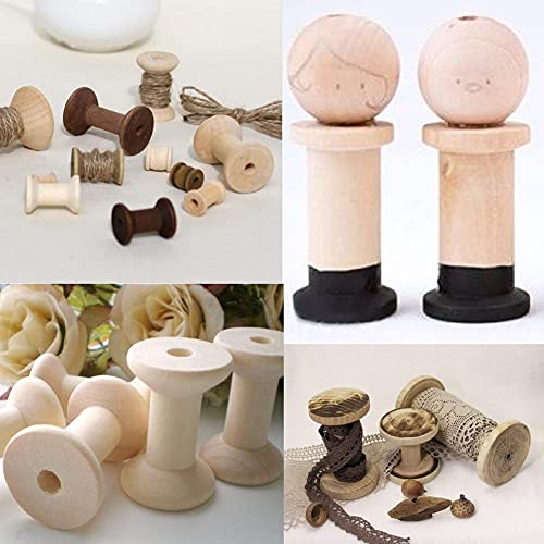 Hilitand 10pcs Wooden Empty Spool Empty Thread Spools Natural Wire Weaving Bobbins Wood Color 47mmx31mm - Image 4