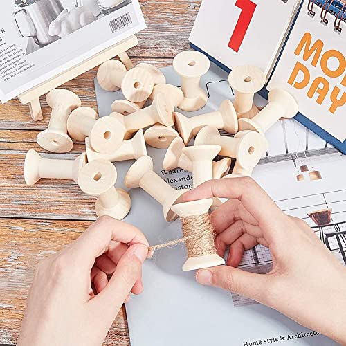 Hilitand 10pcs Wooden Empty Spool Empty Thread Spools Natural Wire Weaving Bobbins Wood Color 47mmx31mm - Image 3