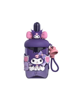 Sanrio Sanrio Kawaii Style Kuromi Kids Water Bottle, Pink Cartoon Design with 3D Figure Top, Portable Drinks Container with Strap  - Image 1
