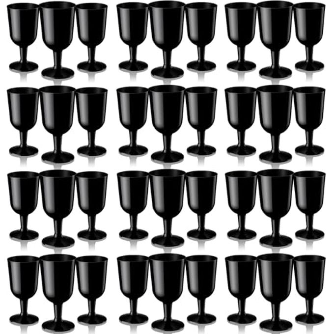 Jingmore 96 Pcs Plastic Wine Glasses 7 oz Plastic Goblets Party Wine Cups Hard Drinking Glasses with Stem Stackable Goblets Champagne Flutes for Wedding Toasting Birthday Party Supplies