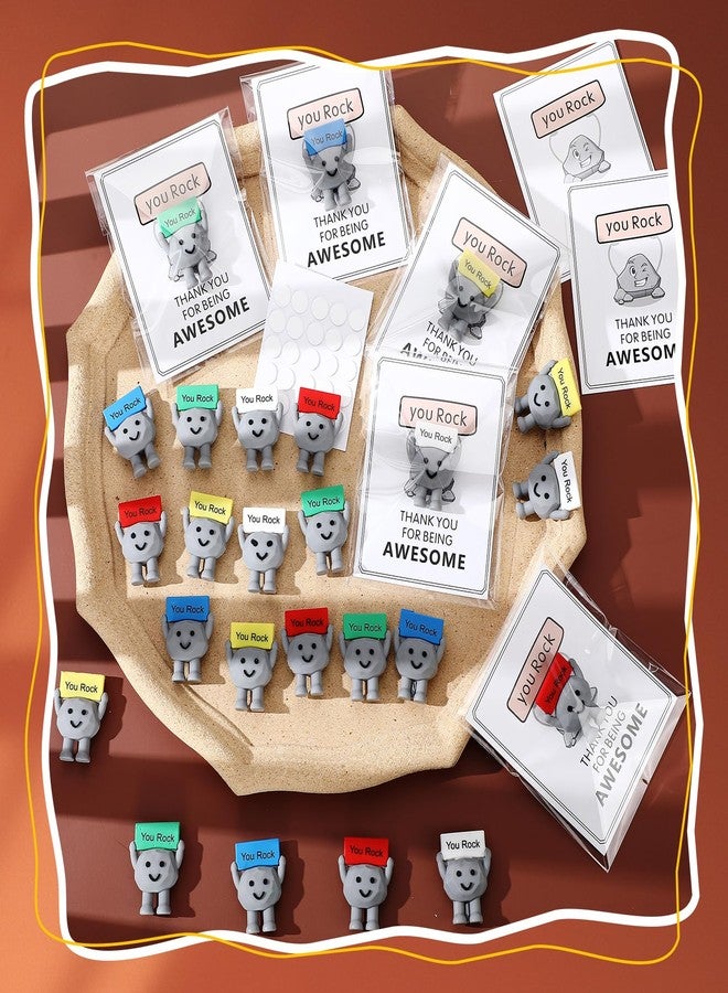 Gejoy 30 Pcs You Rock Gifts Set Include 10 Mini Rubber Rock 10 Motivational Card 10 Package Bag Positive Inspirational Gifts for Being Awesome Employee Coworker Staff Teacher Team Friends - Image 3