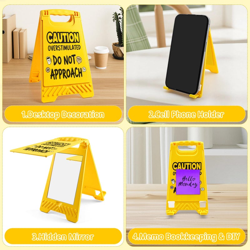 HRPHRP Office Decor Desk Accessories for Women - Gag Gifts for Men Office Decorations for Work, Unique Funny Desktop Decor Sign for Coworker Teammate Employee Boss(Caution Overstimulated Desk Sign) - Image 3