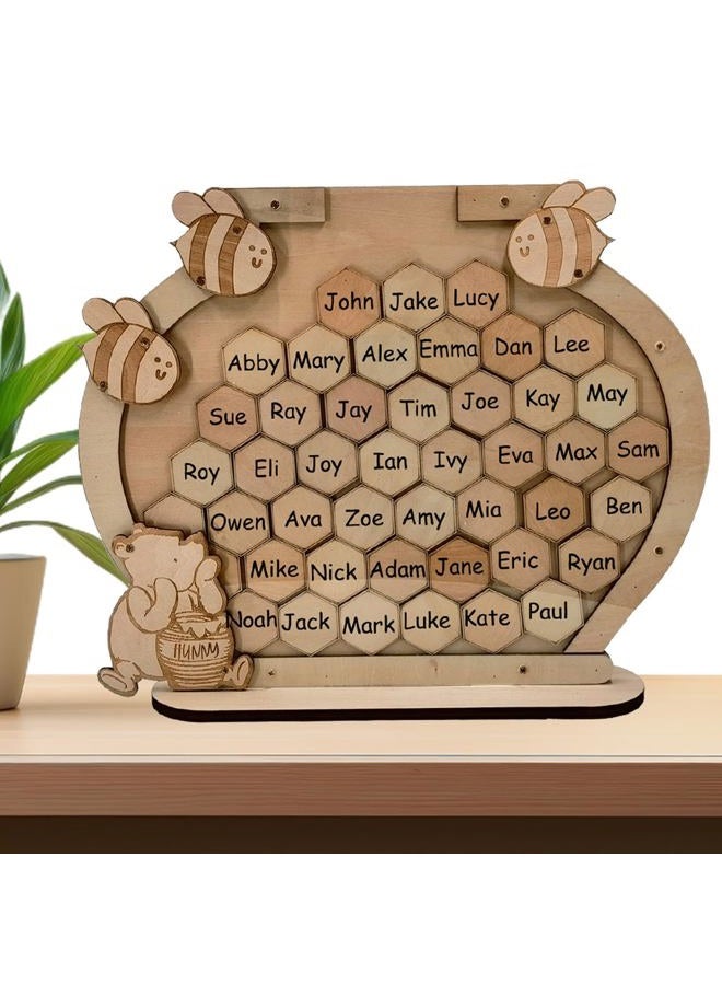 PAMBO Bee and Bear Baby Shower Guest Book - Adorable Bear and Bee Theme, Eco-Friendly Wooden Keepsake - includes 45 Mini Message Boards for Warm Interactions - Image 1