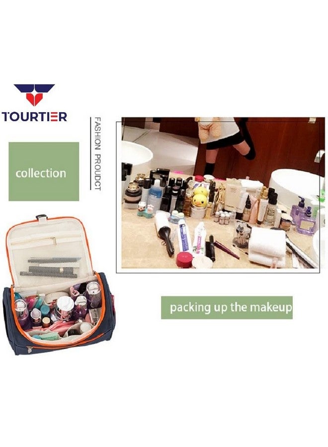 TOURTIER حقيبة تجميل سفر TOURTIER، حقيبة مكياج متعددة الوظائف لتنظيم مستلزمات الحمام (زرقاء) - Image 4