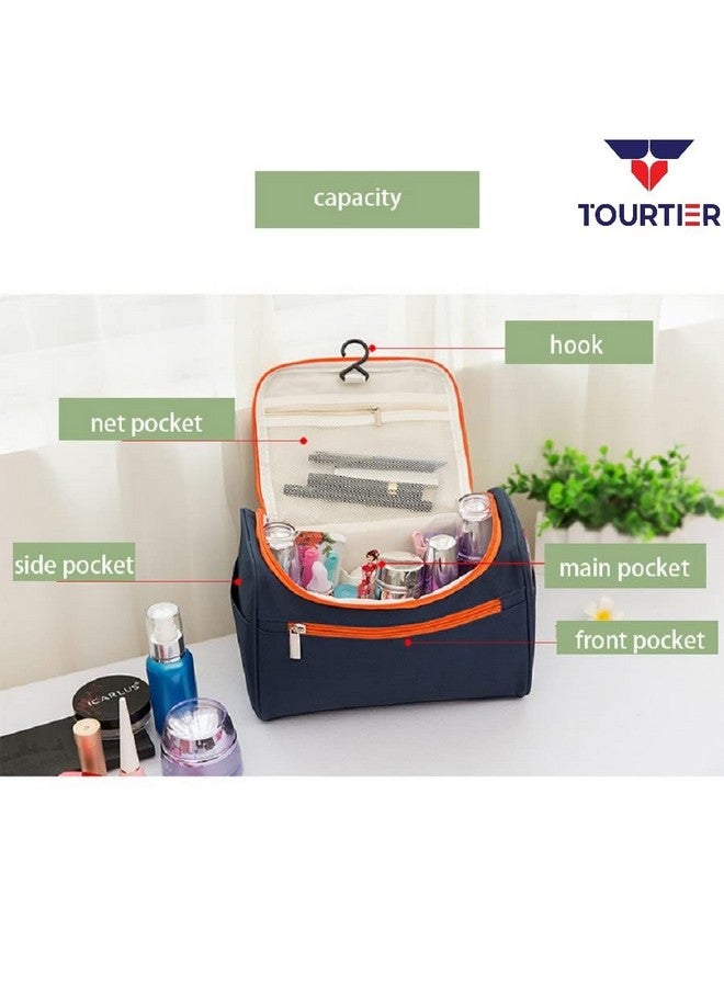 TOURTIER حقيبة تجميل سفر TOURTIER، حقيبة مكياج متعددة الوظائف لتنظيم مستلزمات الحمام (زرقاء) - Image 3