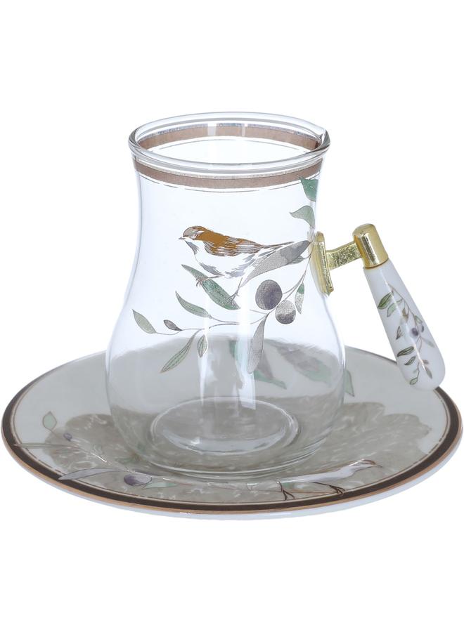 السيف  طقم تقديم شاي بيالات زجاجي 6 قطع ملون - Image 2