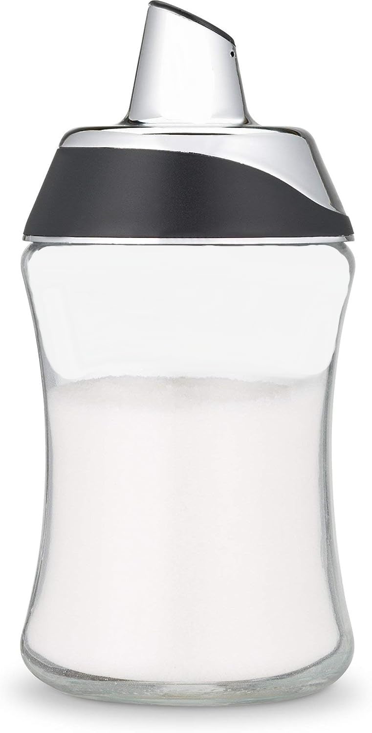 J&M DESIGN Sugar Dispenser with Pour Spout Lid Sugar Container Shaker Coffee Bar Accessories Organizer Essentials Powdered Creamer Baking Supplies 7.5oz Glass Jar Pourer Sugar Bowl Salt Dish Holder - Image 1