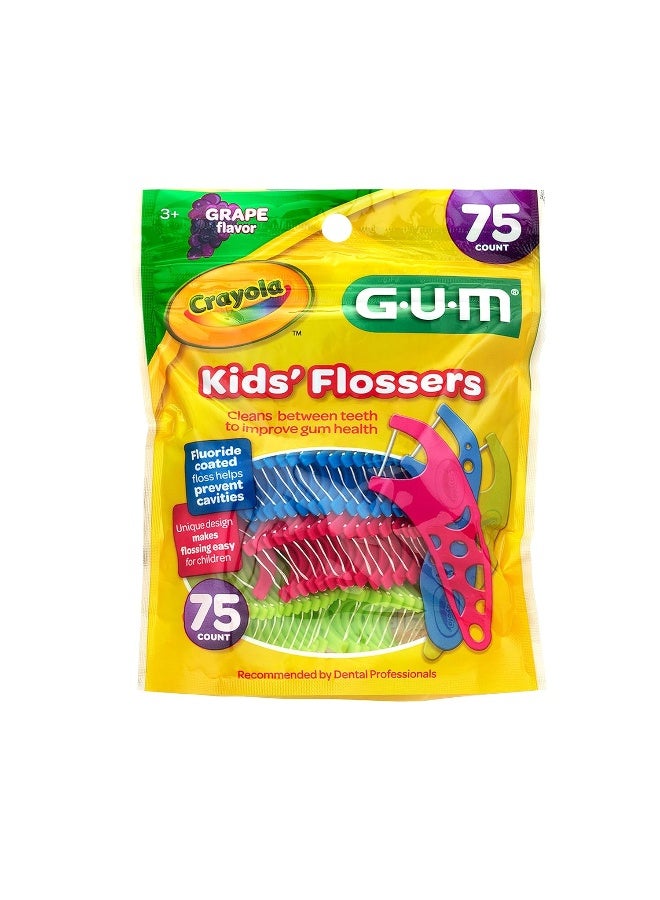 GUM-897 Crayola Kids' Flossers, Grape, Fluoride Coated, Ages 3+, 75 Count - Image 2