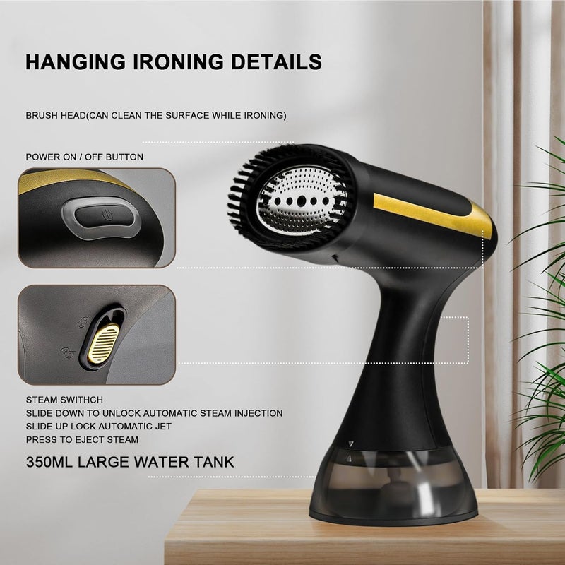 TDOO 1500W Handheld Garment Steamer For Clothing, Portable Clothes Steamer With Auto-Off, 300ml Water Tank, 30-Second Fast Heat-up, Fabric Wrinkles Remover Irons For Home, Travel مكواة بخار للملابس - Image 4