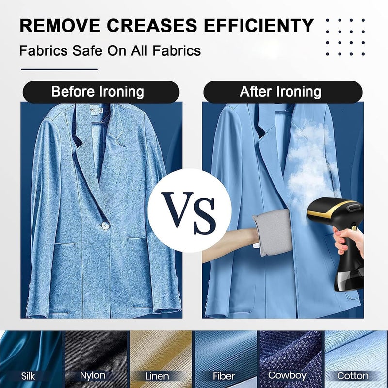 TDOO 1500W Handheld Garment Steamer For Clothing, Portable Clothes Steamer With Auto-Off, 300ml Water Tank, 30-Second Fast Heat-up, Fabric Wrinkles Remover Irons For Home, Travel مكواة بخار للملابس - Image 5