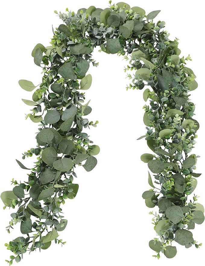 EUCALYPTUS GARLANDS2 PACK 57FT LONG ARTIFICIAL MIXED EUCALYPTUS LEAVES VINEGREENERY GARLAND HANGING PLANTS FOR FARMHOUSE TABLE CENTERPIECE MANTEL WEDDING ARCH CHRISTMAS DECOR
