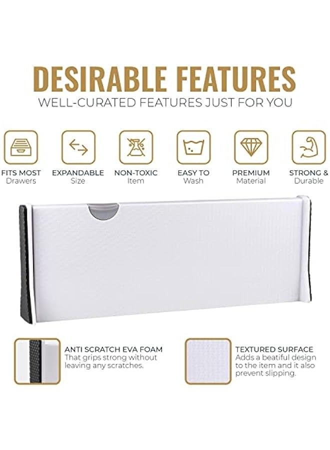 MIXDE Deep Drawer Divider 5 Pack, [5 Inch Tall, 13-22"] Long Expandable, Adjustable Drawer Dividers for Clothing, Clothes, Dresser, Kitchen, Strong & Sturdy Hold, Soft Foam Edges  - Image 3