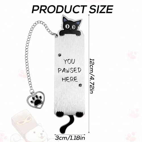 BharatBazaar Metal Bookmark,Cute Cat Design Bookmark for Books,Book Markers Aesthetic for Novels and Reading Accessories, Gift for Book Lovers - Image 2
