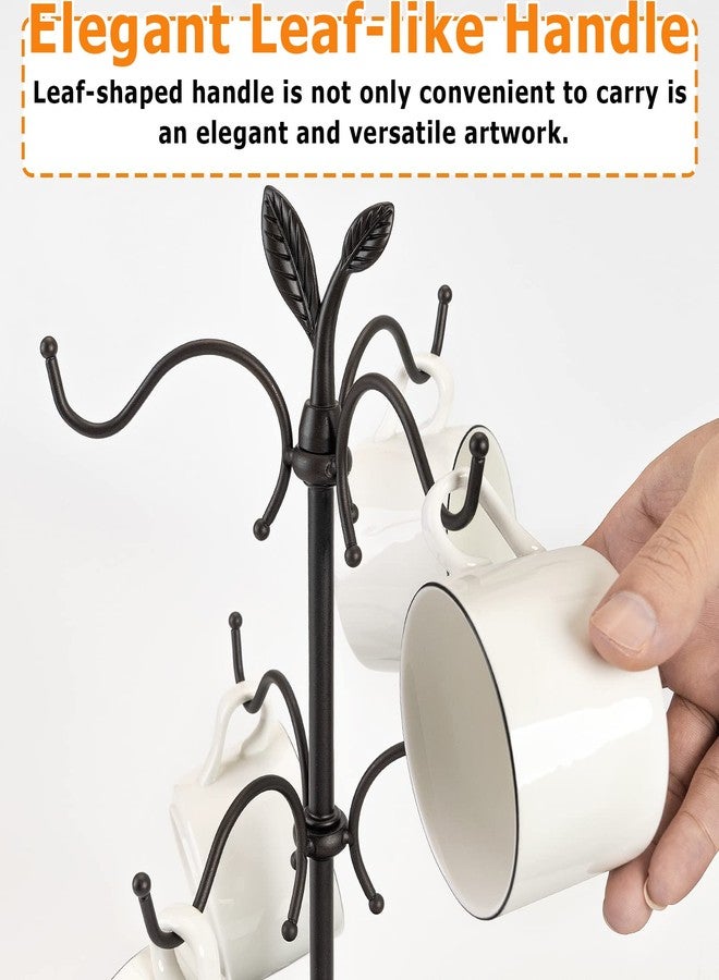 ALLCENER Coffee Mug Holder for Large Mugs, Mug Tree for Counter, Cup Holder for Countertop, Mug Rack with Tray, Metal Mug Tree with 6 Hooks, Coffee Counter Bar Accessory & Kitchen Home Organizer - Image 3