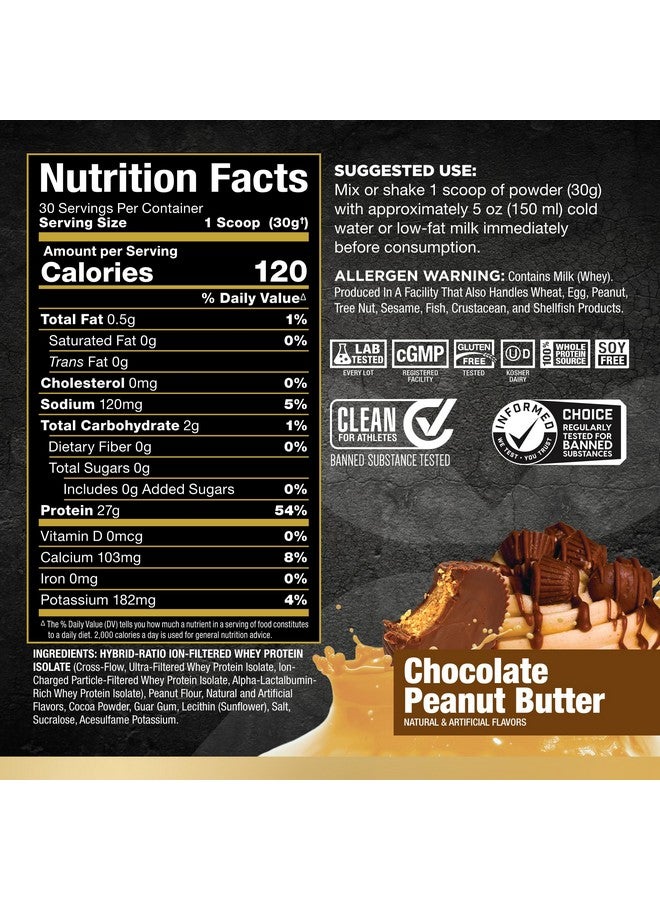 AllMax Nutrition ALLMAX Nutrition ISOFLEX Whey Protein Isolate, Chocolate Peanut Butter - 2 lb - 27 Grams of Protein Per Scoop - Zero Fat & Sugar - 99% Lactose Free - Gluten Free & Soy Free - Approximate 30 Servings  - Image 1