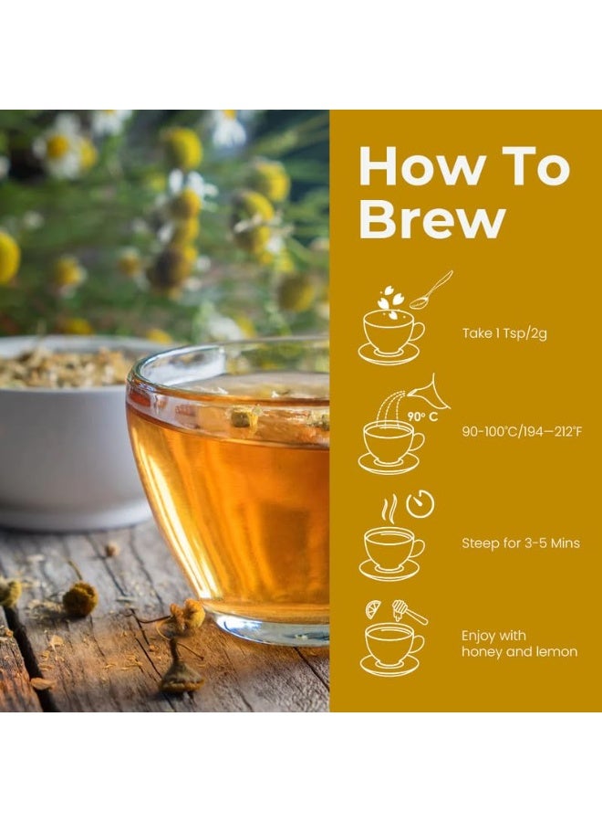 الشاي الأزرق - شاي البابونج - 30 جم - 50+ كوب | النوم والاسترخاء | شاي أعشاب - خالي من الكافيين - ذو قاعدة زهرية - غير مر | جرة الحيوانات الأليفة القابلة لإعادة الاستخدام - Image 4