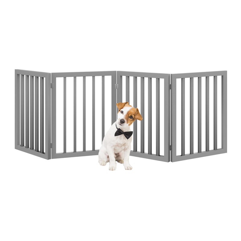Pet Gate 4Panel Indoor Foldable Dog Fence for Stairs Hallways or Doorways 73x24Inch Freestanding Dog Gates by PETMAKER Gray
