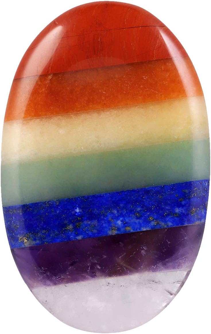 Rockcloud 1 PC 7 Chakra Thumb Stone Pocket Palm Stone Healing Crystals Energy Rock
