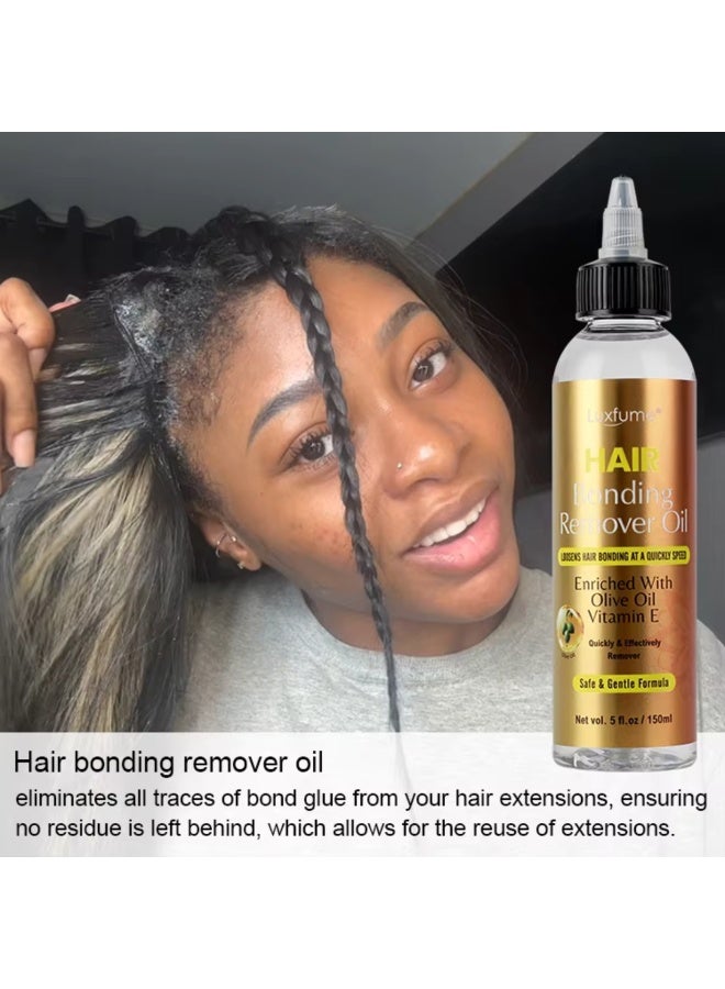 Luxfume 150ml Hair Bonding Remover Oil Hair Glue Remover for Quick Weave Safe Formula Enriched with Olive Oil & Vitamin E for Hair Glue Tape in Hair Extensions Removal Tape in Extension Remover - Image 4