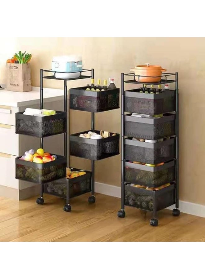 DubaiGallery Multi-Tier Metal Stackable Fruit & Vegetable Storage Rack With Wheels – Kitchen Cart Shelf Organizer For Pantry & Countertop - Image 1