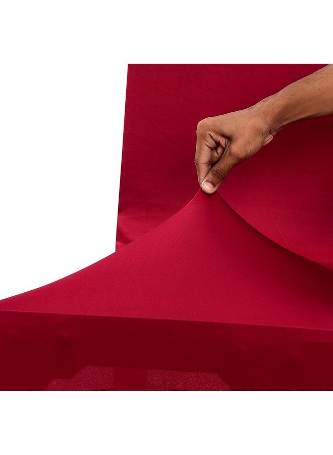 Nendle Plain Solid Color Polyester Stretchable Elastic Fitted Chair Covers for Living Room (Maroon, Set of 6) - Image 3