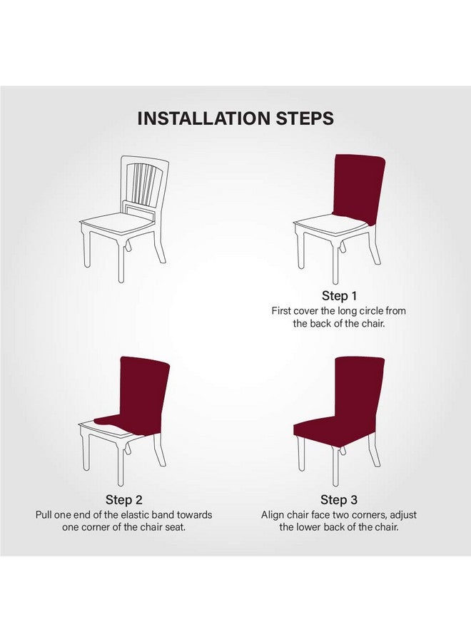 Nendle Plain Solid Color Polyester Stretchable Elastic Fitted Chair Covers for Living Room (Maroon, Set of 6) - Image 5