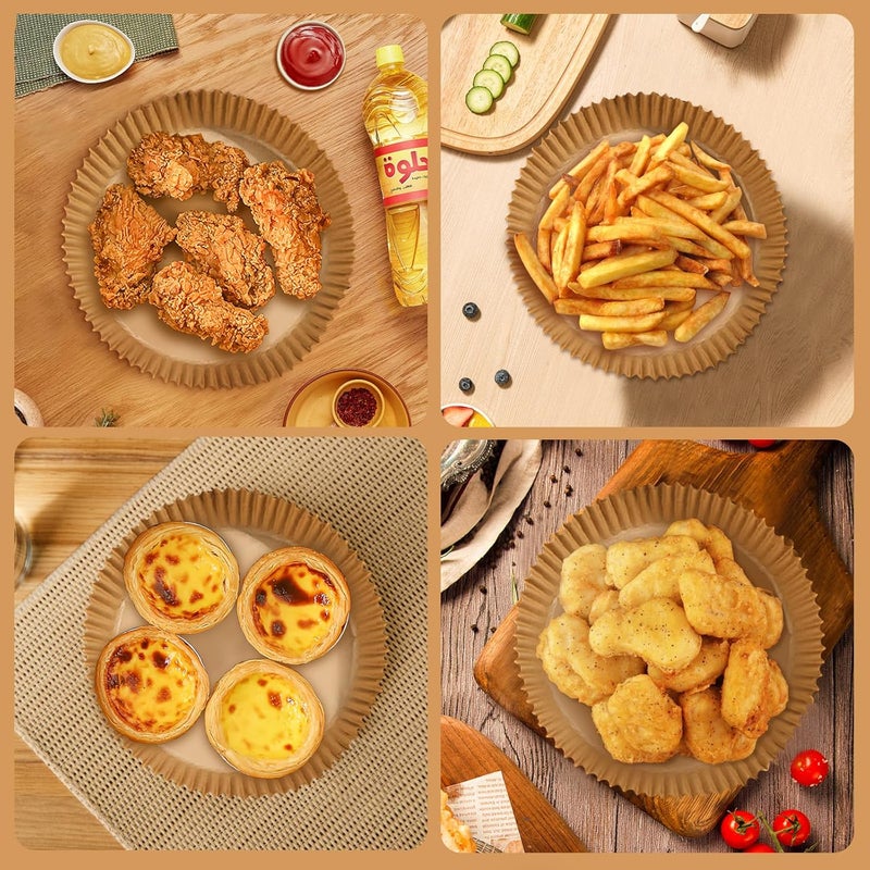 Adhjito 200pcs Air Fryer Disposable Liner, Non-Stick Parchment Paper for Baking, Oil-Proof, Water-Proof, Food Grade (6.3" Bottom, 7.9" Top) - Image 5