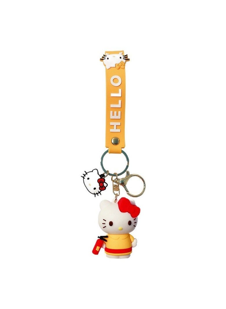Hello Kitty KT Cat Key Ring Car Pendant Keychain Cartoon Doll Accessories Soft Bag Hanging Silicone Ornaments - Image 1