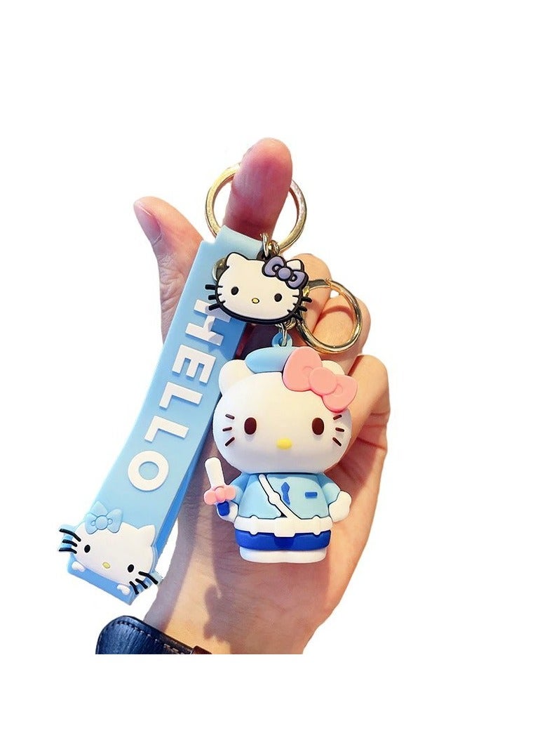 Hello Kitty KT Cat Key Ring Car Pendant Keychain Cartoon Doll Accessories Soft Bag Hanging Silicone Ornaments - Image 2