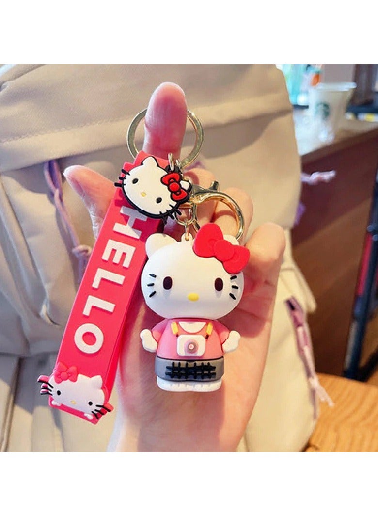 Hello Kitty KT Cat Key Ring Car Pendant Keychain Cartoon Doll Accessories Soft Bag Hanging Silicone Ornaments - Image 3