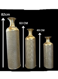 Metal Decorative Vase Abstract Patterned Centerpiece Vases with Open Frame Design, Set of 3 Vases for Home Decoration