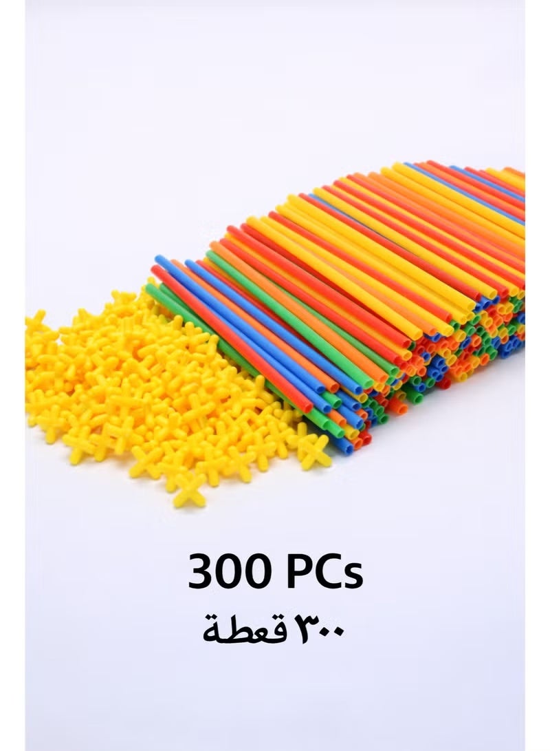 مجموعة بناء مكونة من 300 قطعة لتعليم الأطفال – 150 شعيرًا و150 موصل، لعبة STEM إبداعية للتعلم والهندسة واللعب التخيلي - Image 3