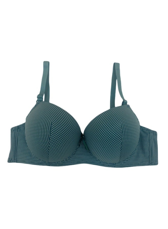 Women's underwire bra, thick D cup, push up and gather bust, elegant spotted design