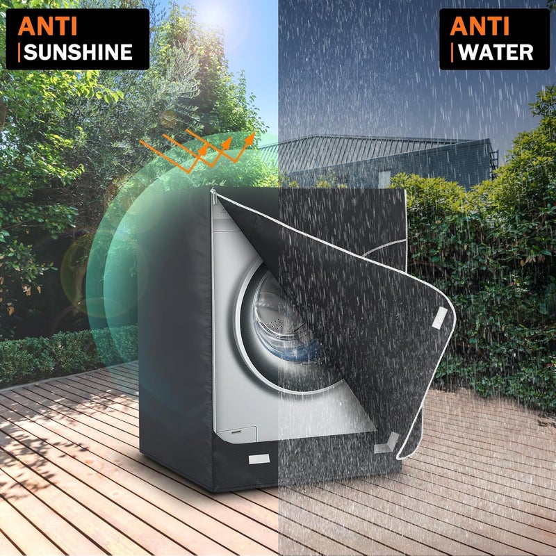 AKEfit Washer/Dryer Cover for Front Load, Washing Machine Cover Waterproof, Dustproof and Anti-UV, Heavy Duty Oxford Washer Covers for Outside, 27"W x 33"D x 39"H -Black - Image 5