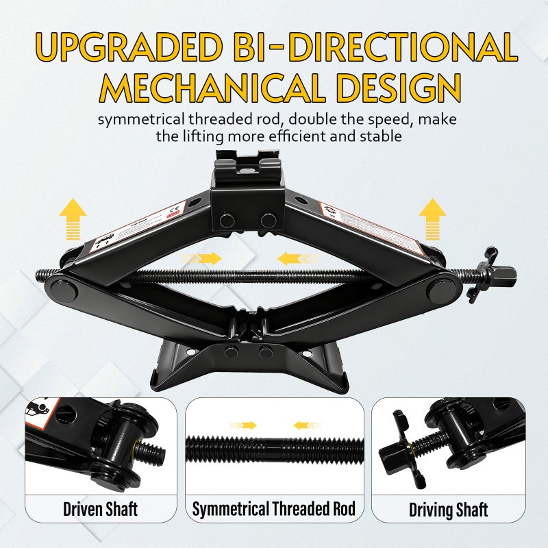 FITHOIST Car Jack, Scissor Jack, Car Jack Kit 3 Ton (6614 lbs), Emergency Tire Kit with Lug Wrench,Suitable for Sedan, Coupe, SUV, MPV and Most Vehicle - Image 3